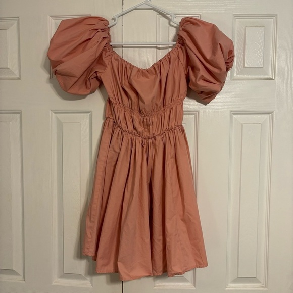 Abercrombie Pale Pink Puff Sleeve Mini Dress - Picture 2 of 8